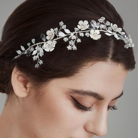 SWEETV Silver Flower Vine Bridal Headpiece - Picture 3 of 7